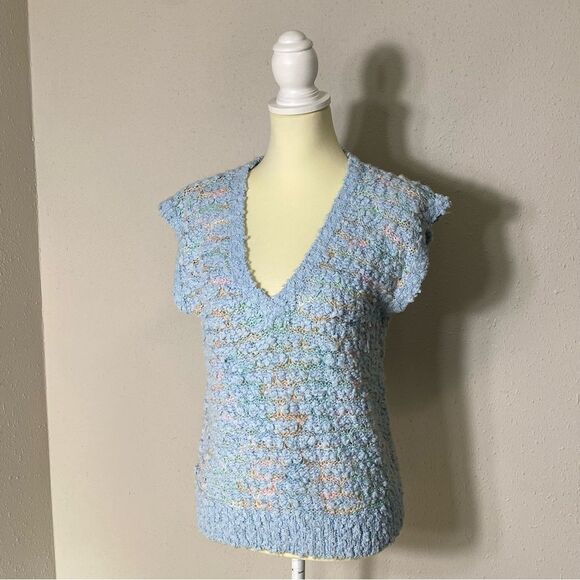 Vintage Emily's Closet Handmade Chunky Pastel Knit Lightweight Sweater Vest LRG - Picture 15 of 16